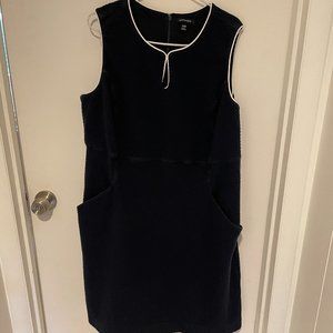 Lands' End Navy Blue Dress with Off White Piping